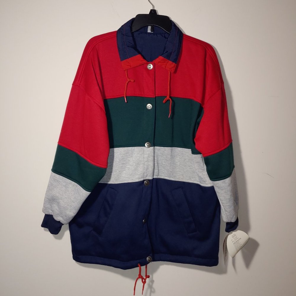 Vintage 90s Be in the Current Seen Reversible Colorblock Jacket 2 in 1 O…